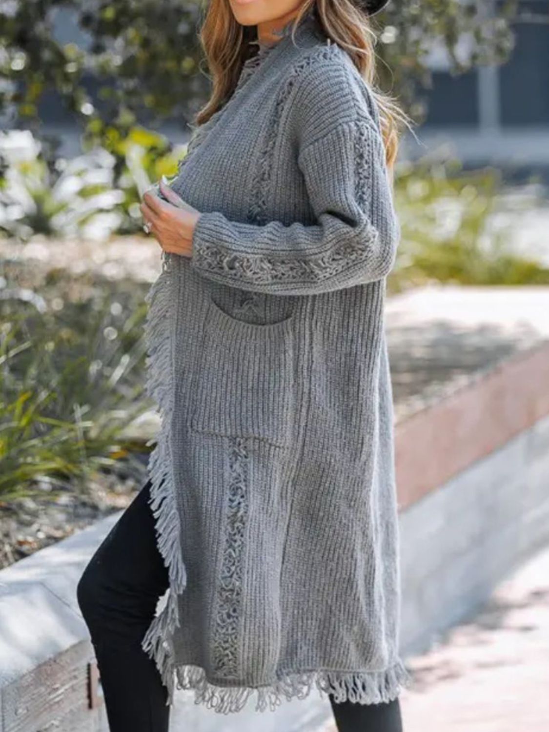 Fringe Open Front Long Sleeve Cardigan – Charming Charlie