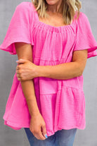 Square Neck Short Sleeve Blouse - Charming Charlie