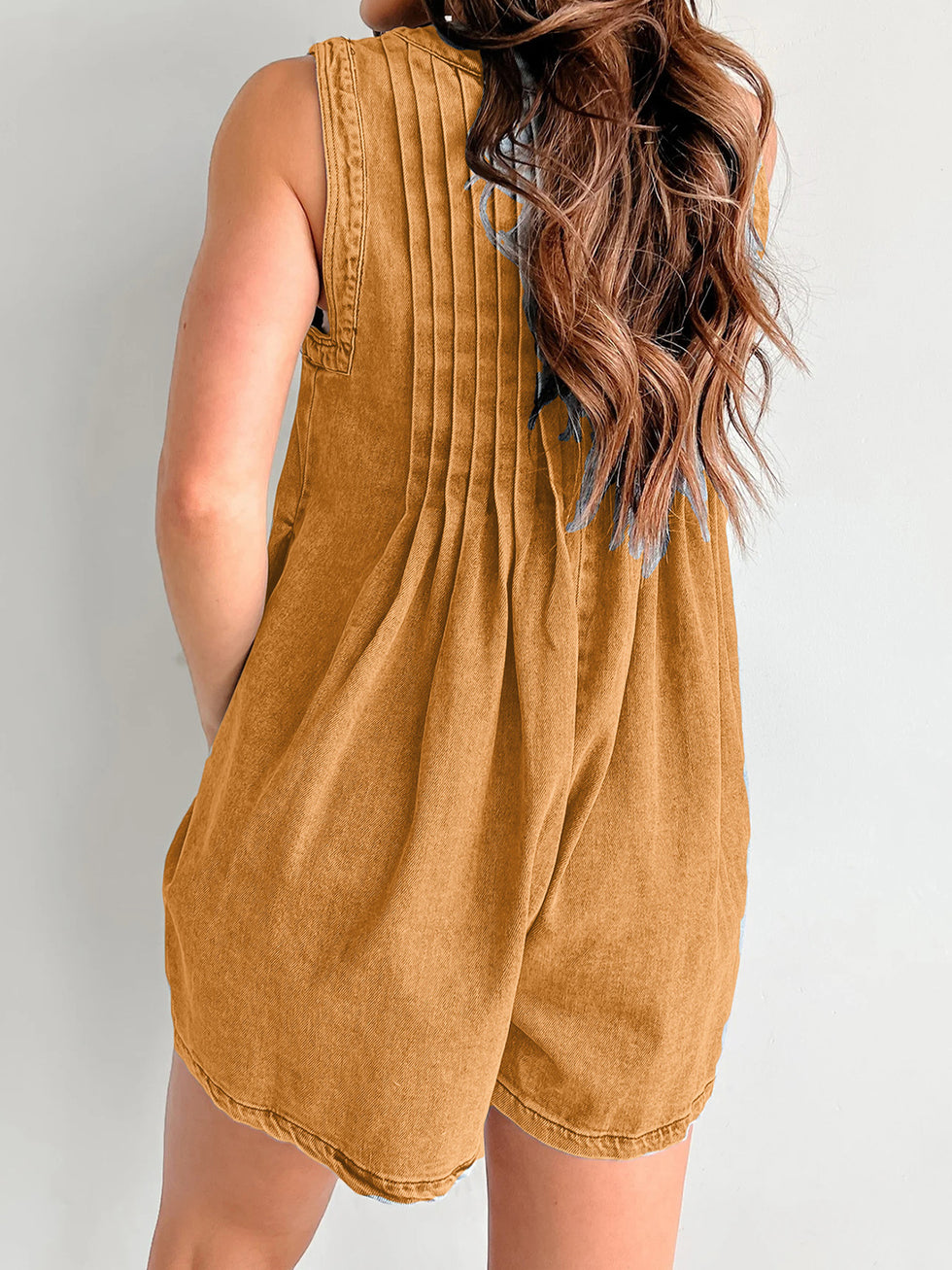 Striped Tie Detail Ruffled Romper with Pockets