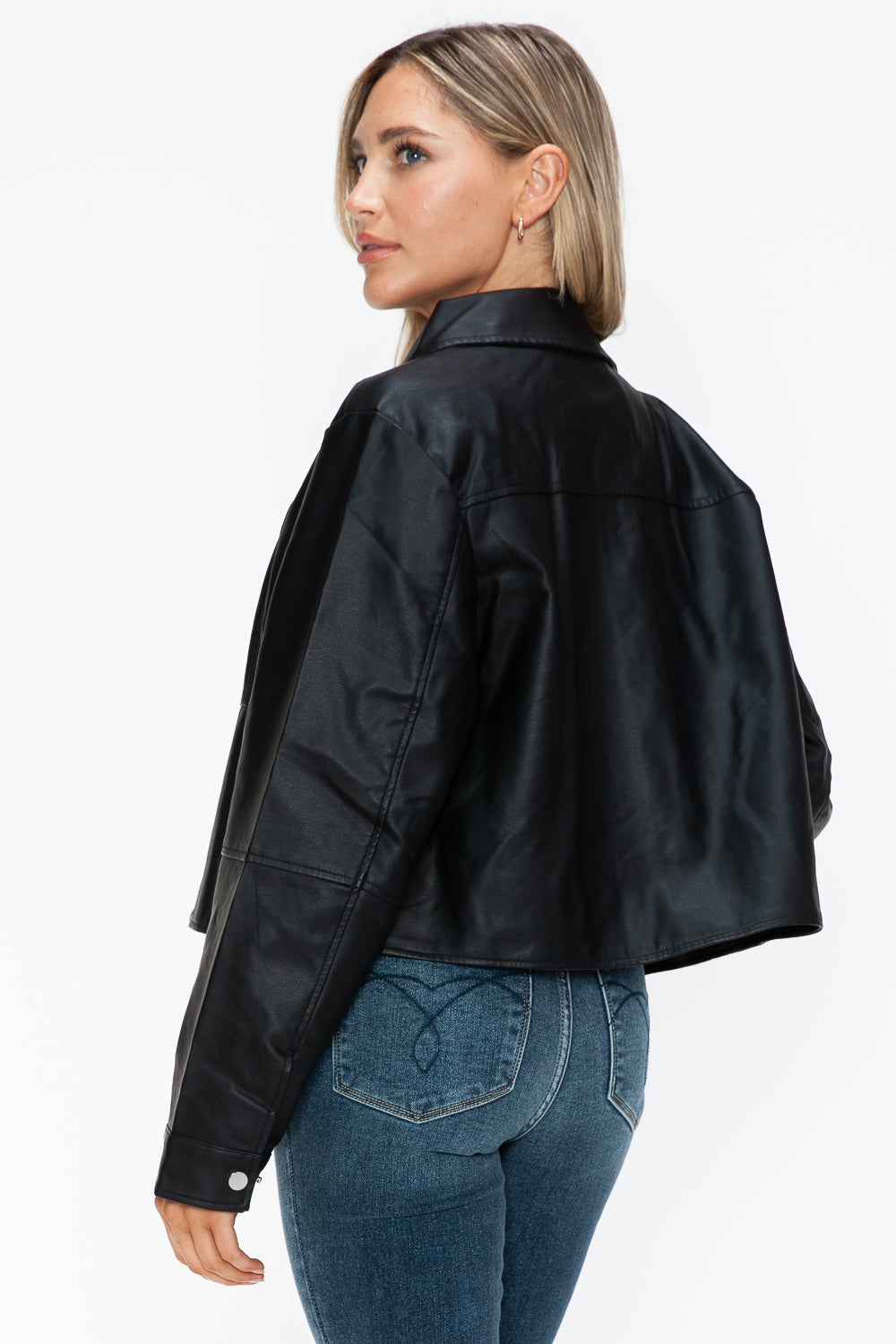 Snobbish Snap Down Long Sleeve PU Leather Jacket – Charming Charlie