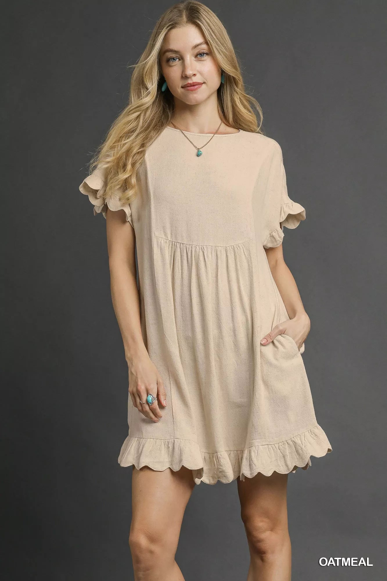 Umgee Linen Ruffle Hem Babydoll Dress Charming Charlie Umgee Linen Ruffle Hem Babydoll Dress Charming Charlie