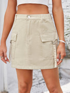 Pocketed Buttoned Denim Skirt - Charming Charlie