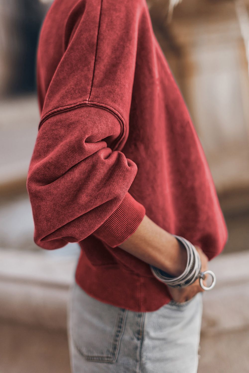 Mock Neck Dropped Shoulder Sweatshirt – Charming Charlie