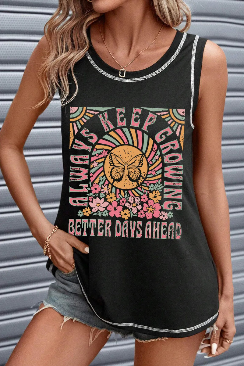 Graphic Round Neck Tank – Charming Charlie