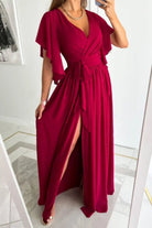 garnet hill modern surplice maxi dress ECOVERO Ruffled Surplice Dress