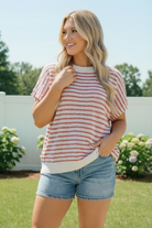 Breezy Stripe Knit Top in Ivory and Red - Charming Charlie