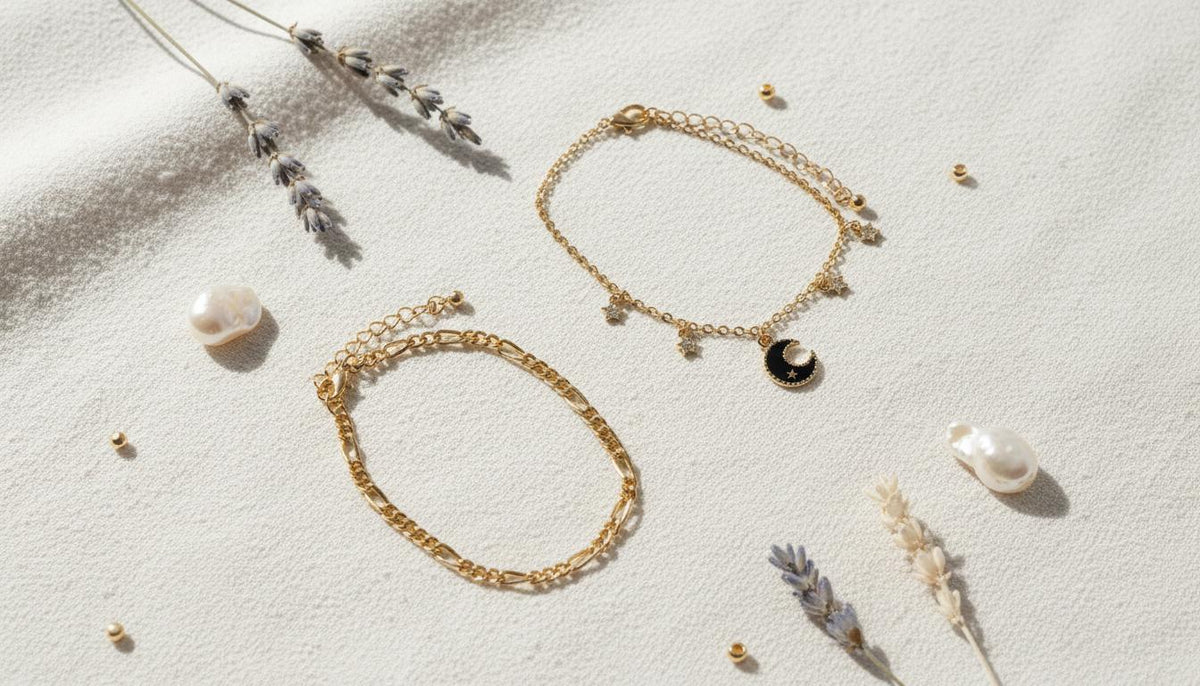2 Gold Bracelets With Blue Moon - Charming Charlie
