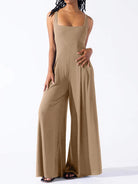 Square Neck Wide Strap Jumpsuit - Charming Charlie