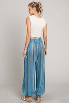 Cotton Bleu by Nu Label Striped Smocked Cover Up Pants - Charming Charlie