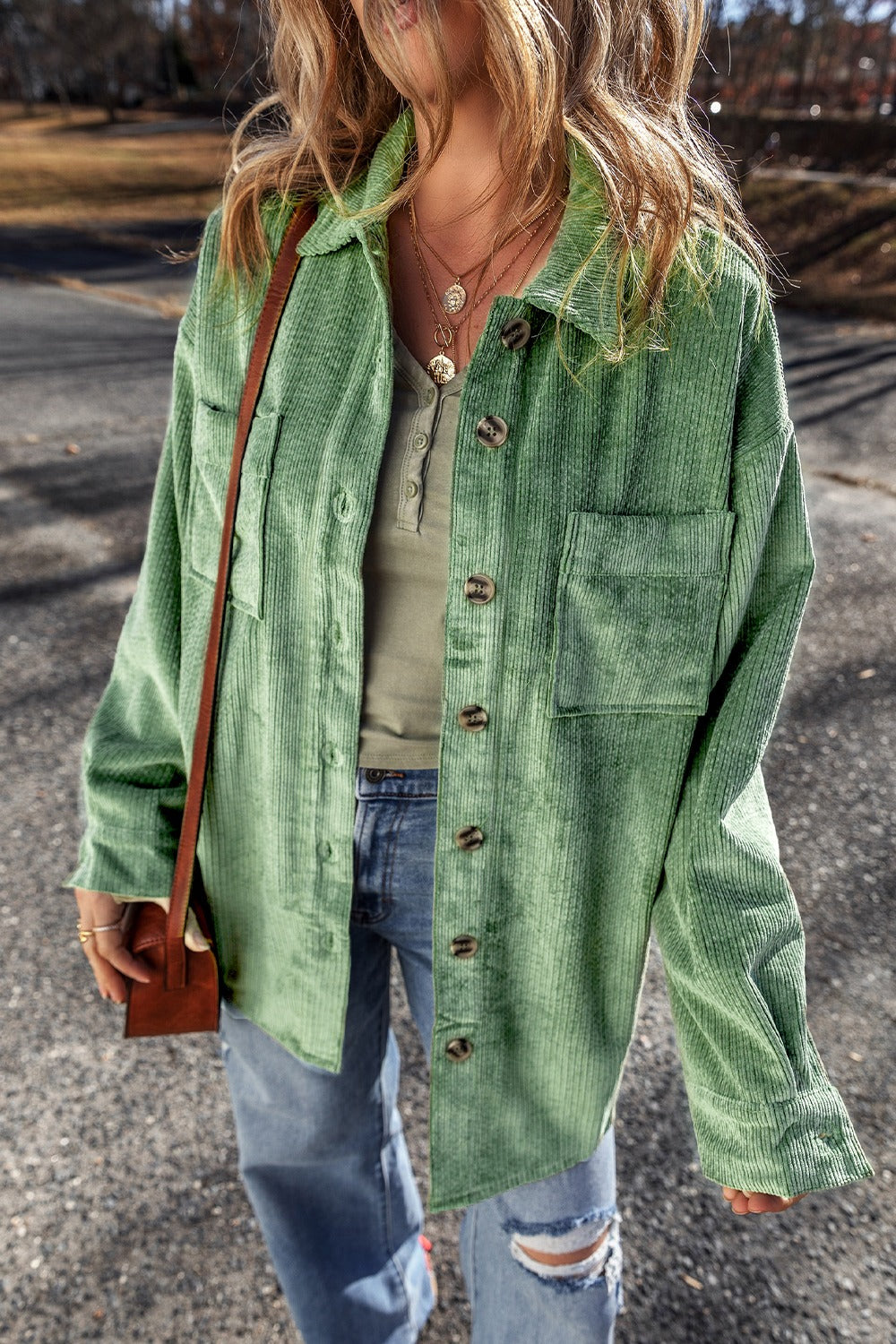 Button Up Long Sleeve Jacket - Charming Charlie