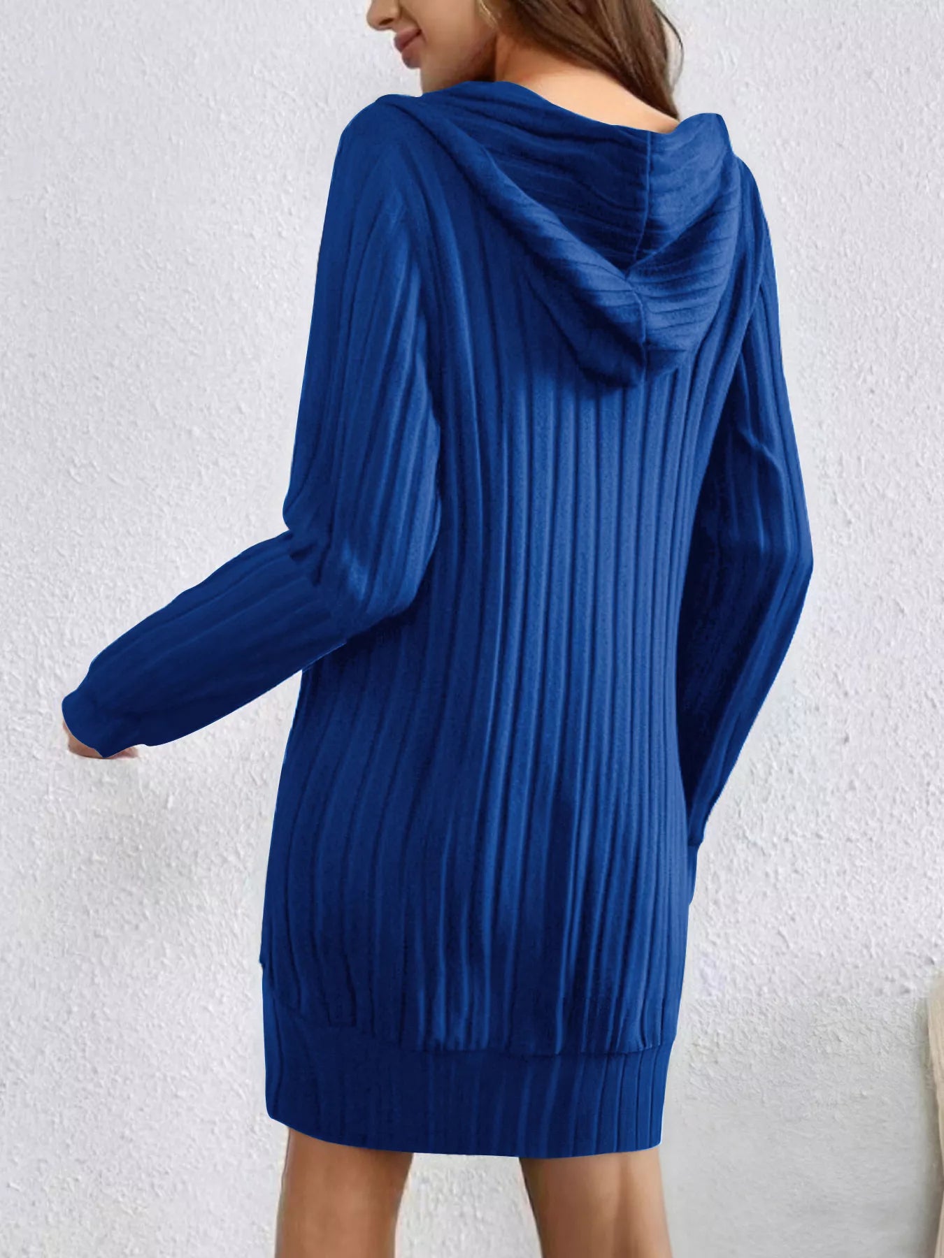 Ribbed Knit Hoodie Dress Purple / S Ribbed Knit Hoodie Dress Purple / S