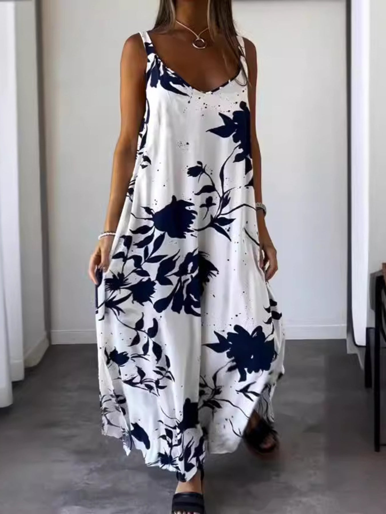 Full Size Floral Print Sleeveless Maxi Dress Plus Size – Charming Charlie