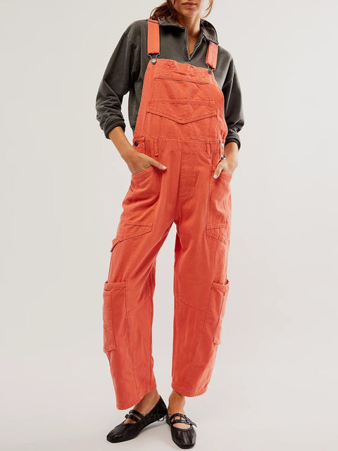 Pocketed Wide Strap Overall