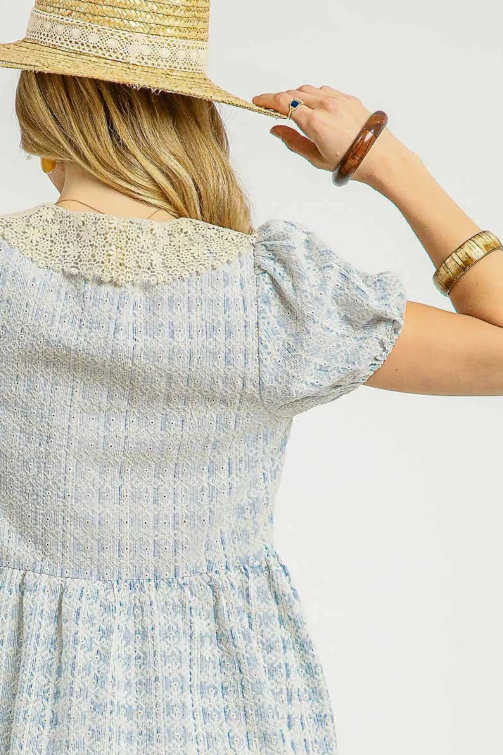 Umgee Lace Detail Short Puff Sleeve Mini Dress – Charming Charlie