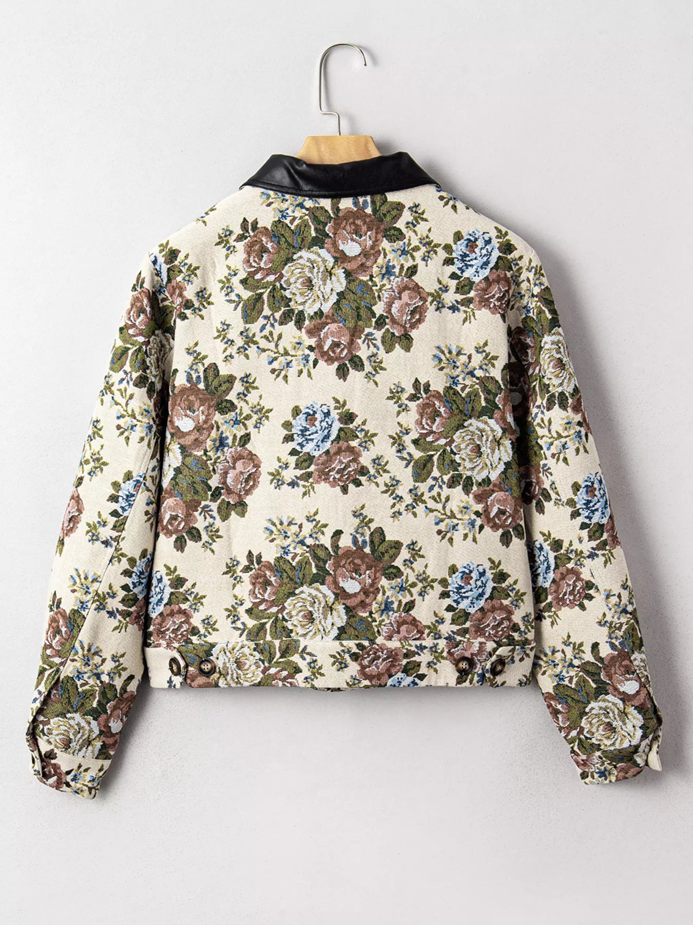 Floral Print Zip Up Contrast Collared Jacket – Charming Charlie