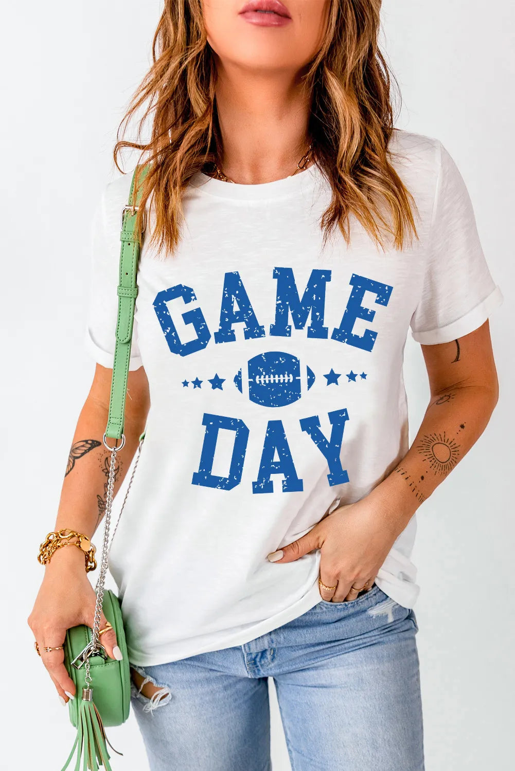 GAME DAY Round Neck Short Sleeve T-Shirt - Charming Charlie