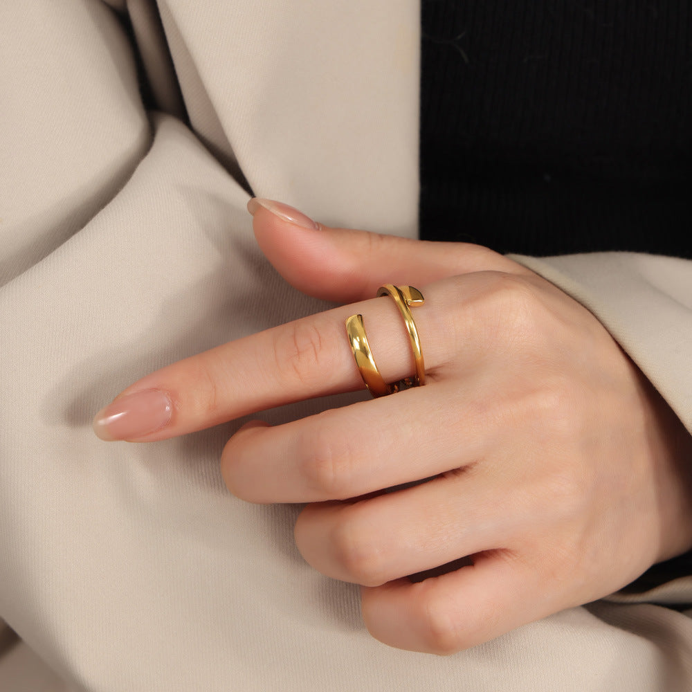Titanium Steel Layered Wrap Ring - Charming Charlie