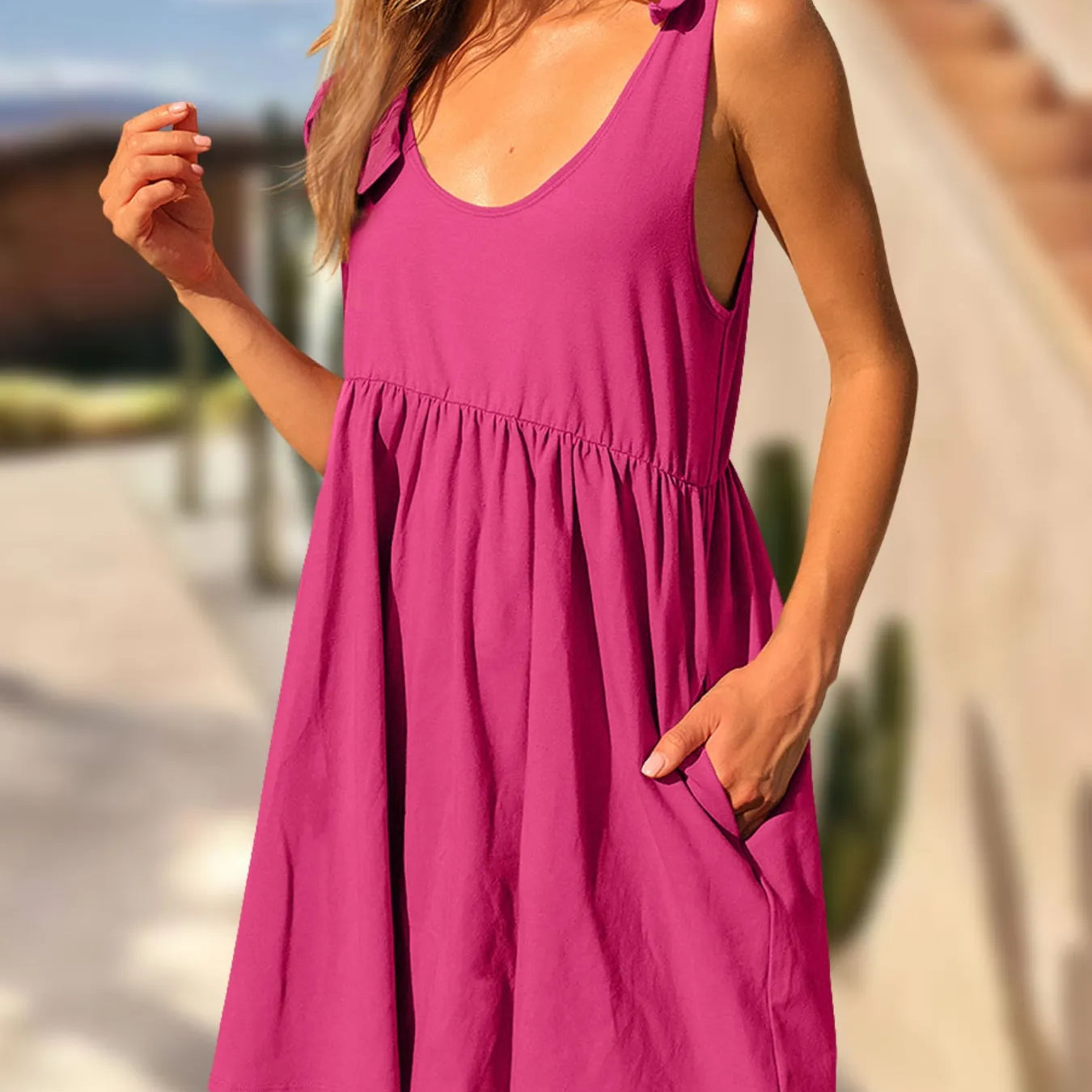 Tie-Shoulder Flowy Tank Dress – Charming Charlie