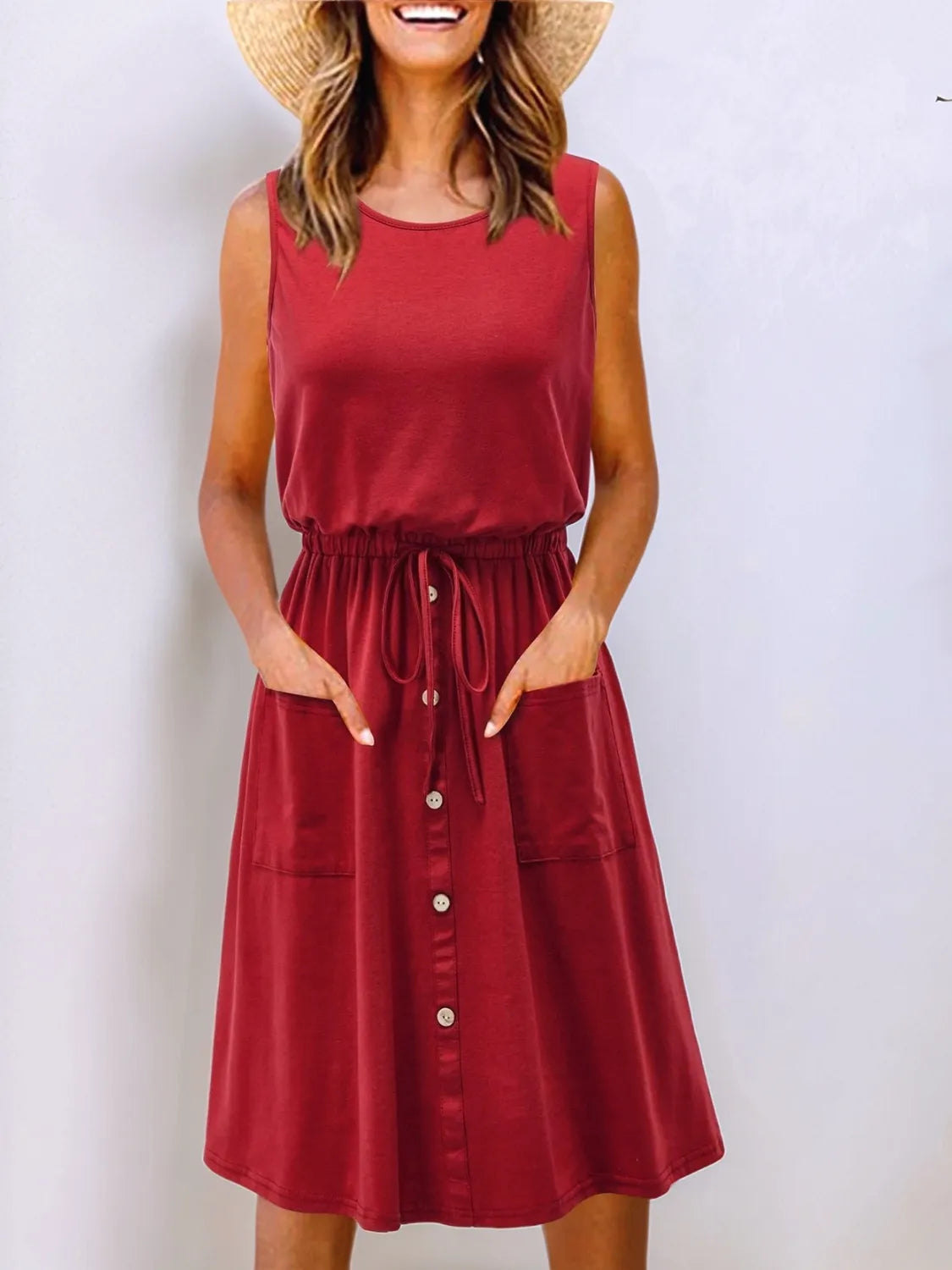 Full Size Round Neck Sleeveless Tank Dress Plus Size  Charming Charlie