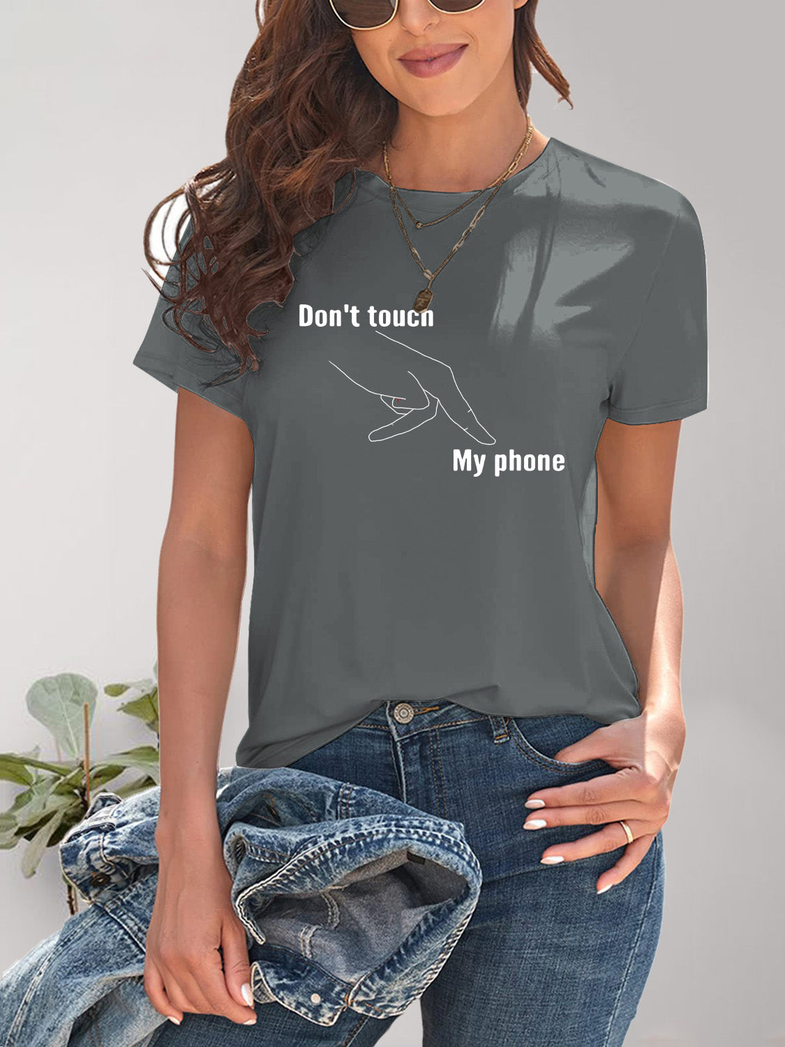 Graphic Round Neck Short Sleeve T-Shirt - Charming Charlie