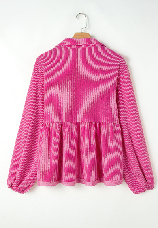 Corded Johnny Collar Long Sleeve Babydoll Blouse – Charming Charlie