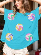 Sequin Round Neck Short Sleeve T-Shirt - Charming Charlie