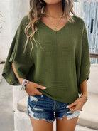 V-Neck Batwing Sleeve Knit Top - Charming Charlie