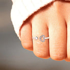 925 Sterling Silver Inlaid Zircon Heart Open Ring - Charming Charlie