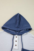 Corded Color Block Drawstring Hoodie - Charming Charlie