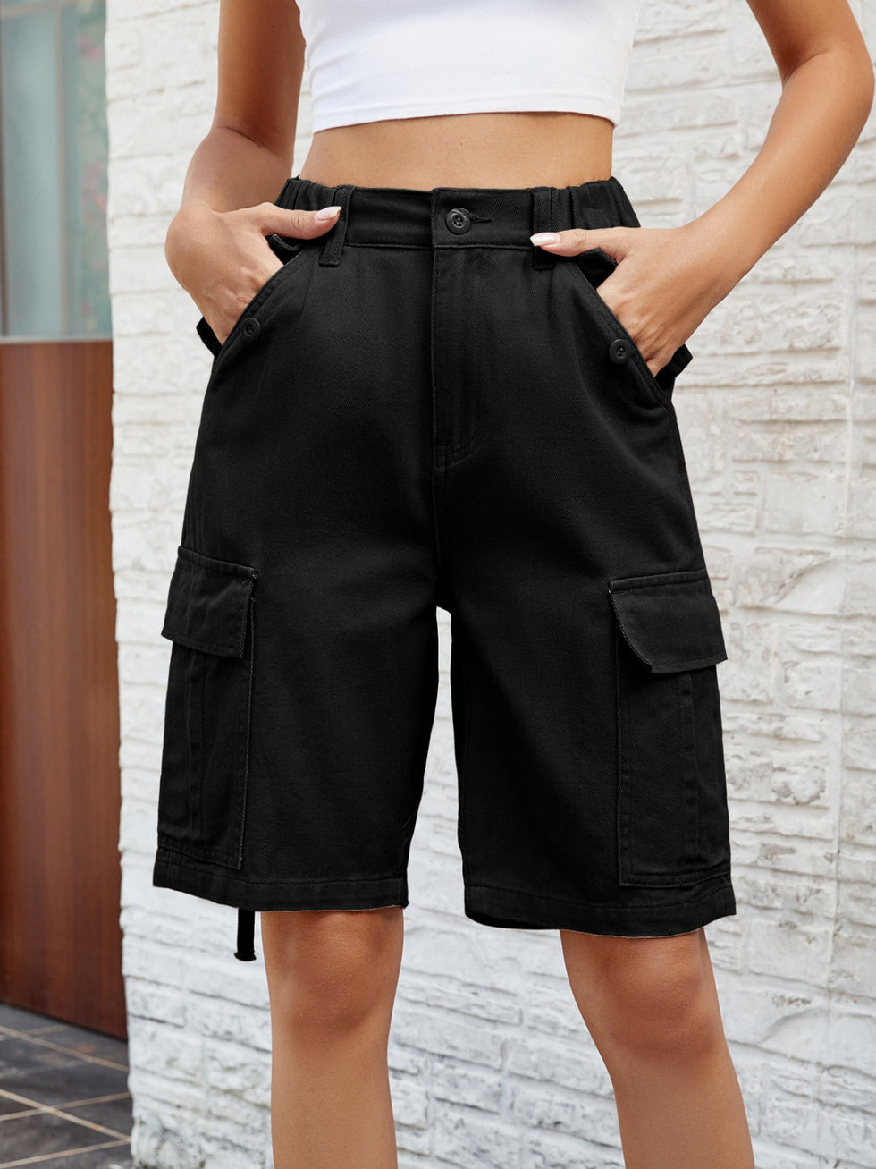 High Waist Shorts with Pockets
