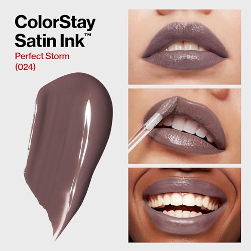 Revlon ColorStay Satin Ink Liquid Lipstick, Longwear Rich Lip Colors, Formulated with Black Currant Seed Oil, 024 Perfect Storm, 0.17 fl oz - Charming Charlie