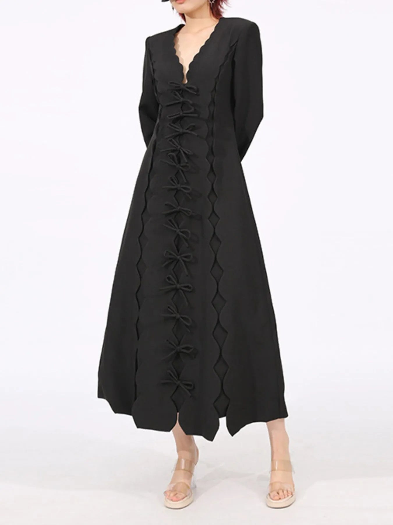 Long Sleeve Bow Front Midi Dress – Charming Charlie