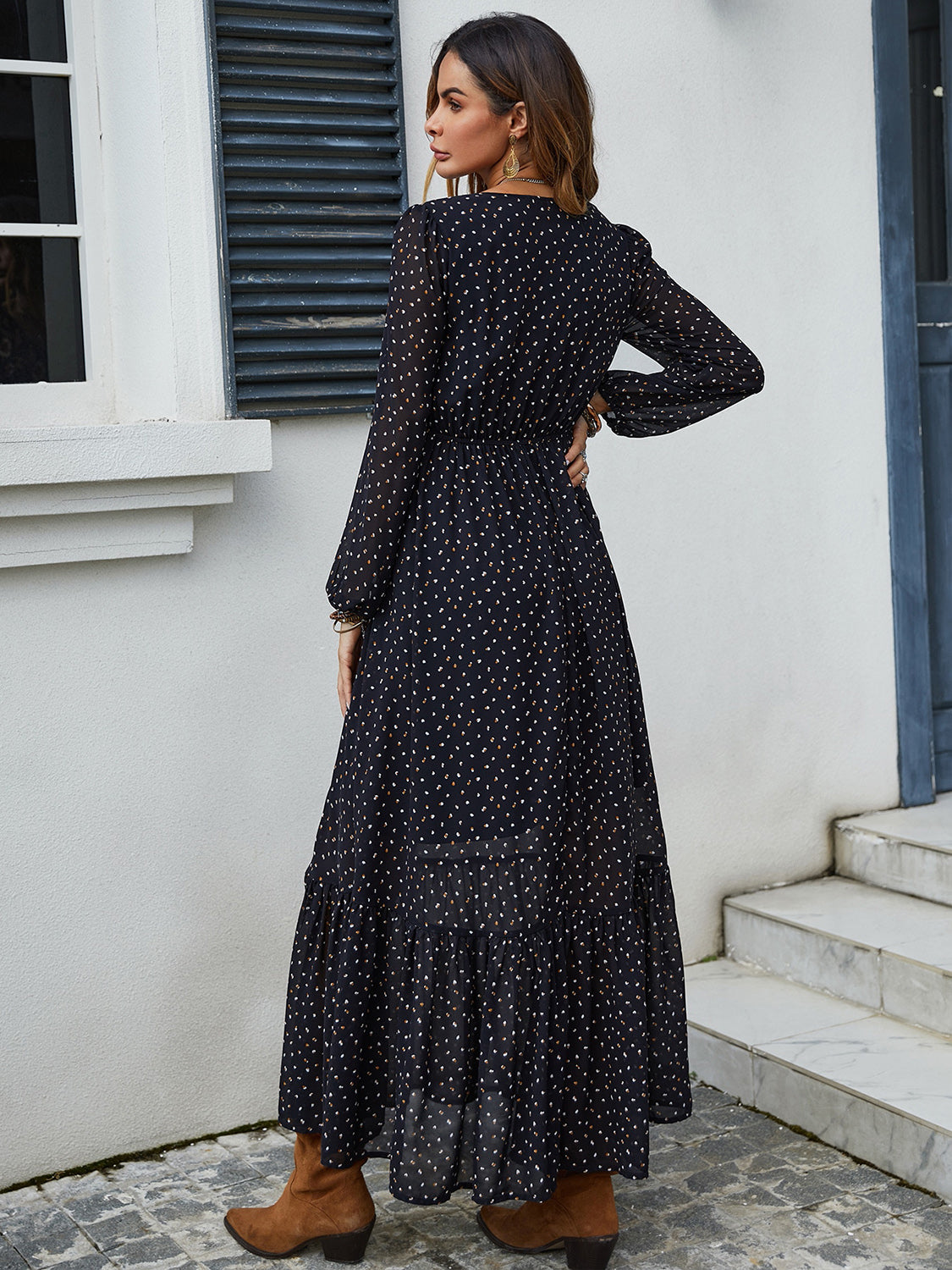 Sample Embroidered V-Neck Long Sleeve Dress Sample Embroidered V-Neck Long Sleeve Dress