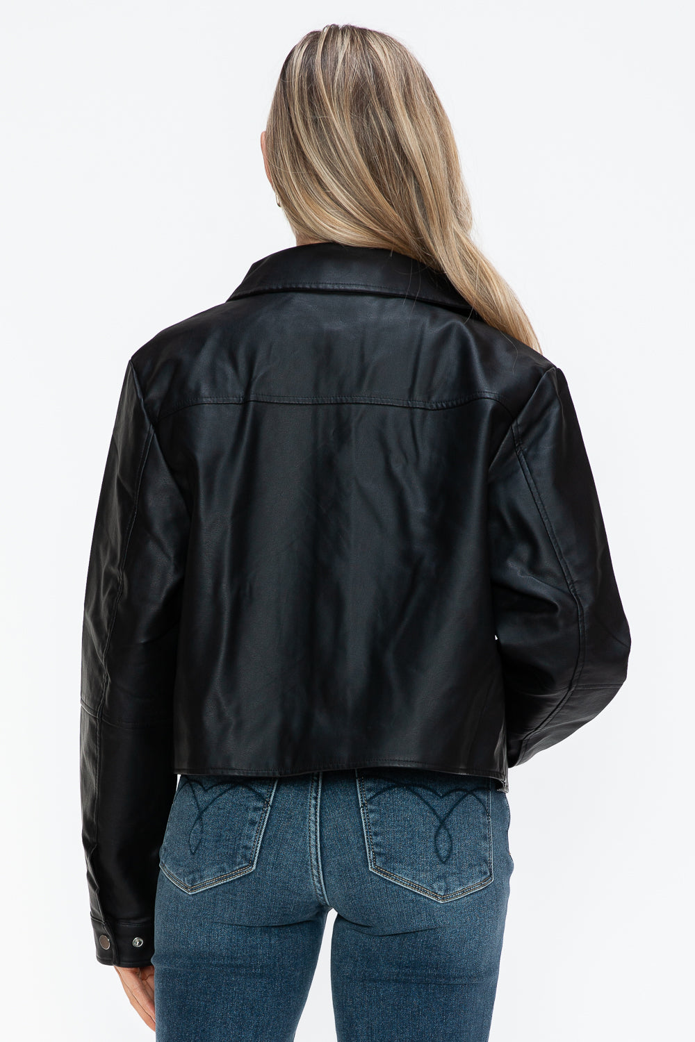 Snobbish Snap Down Long Sleeve PU Leather Jacket – Charming Charlie
