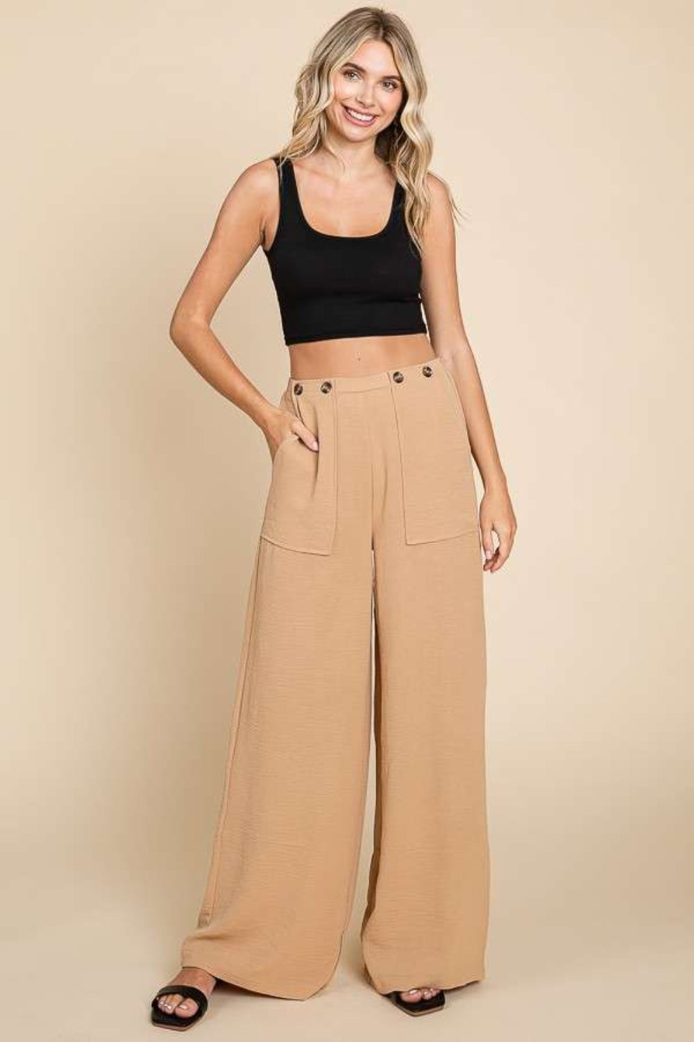 Culture Code Full Size High Waist Wide Leg Cargo Pants - Charming Charlie