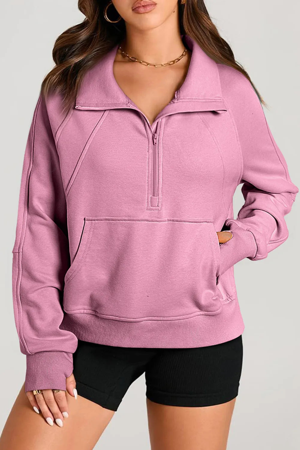 Half Zip Long Sleeve Sweatshirt - Charming Charlie