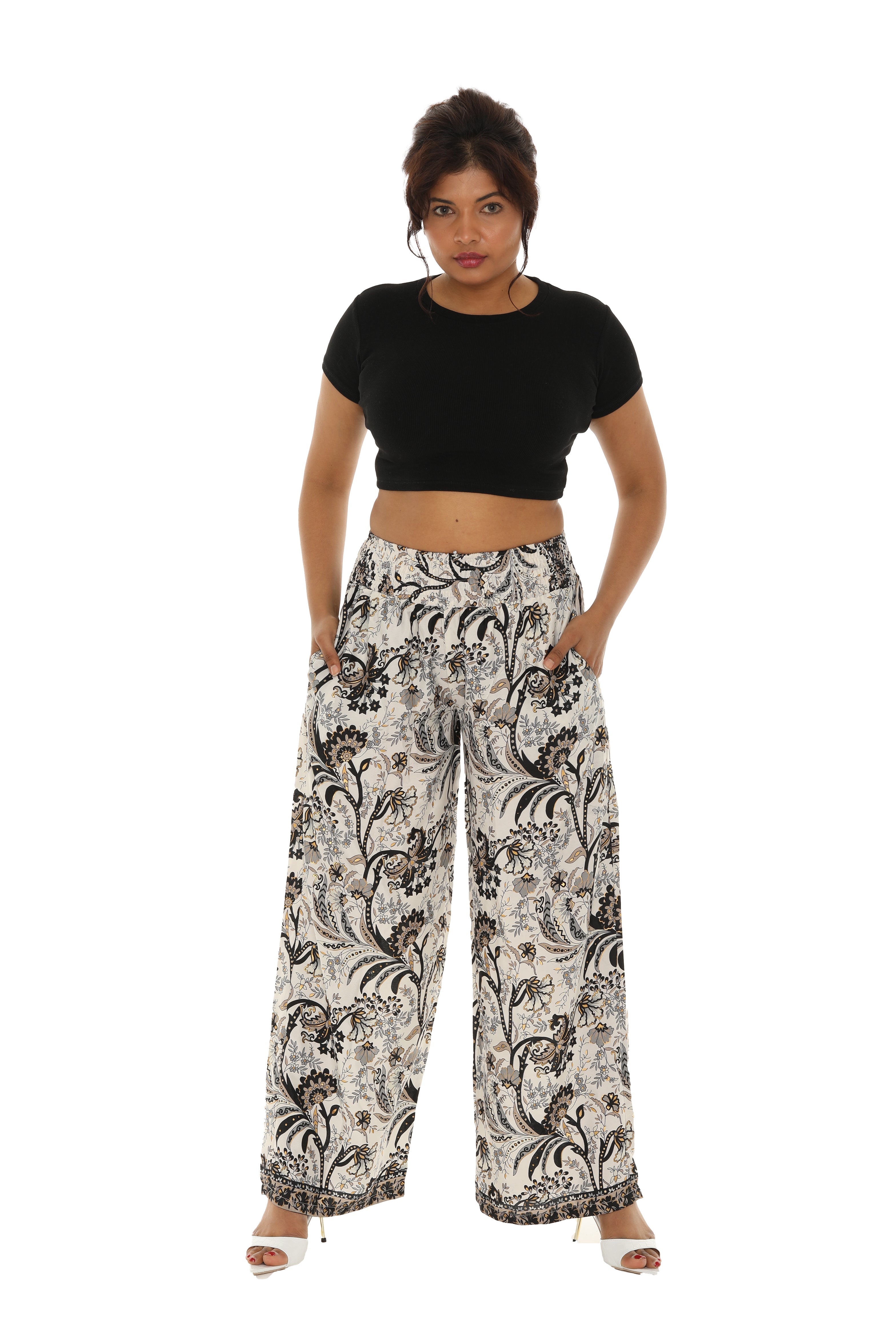 Printed Women's Wide Leg Pants - Charming Charlie