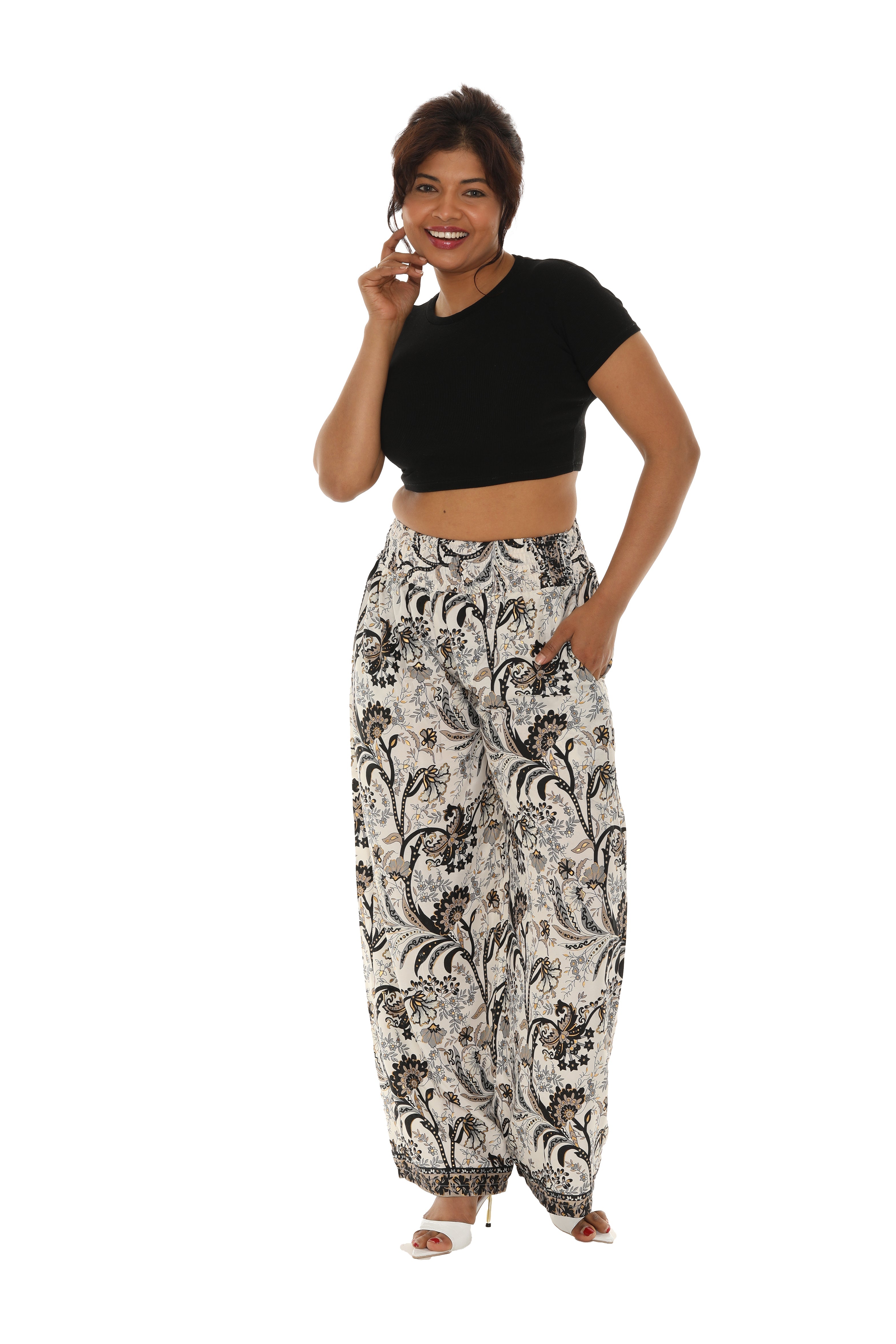 Printed Women's Wide Leg Pants - Charming Charlie