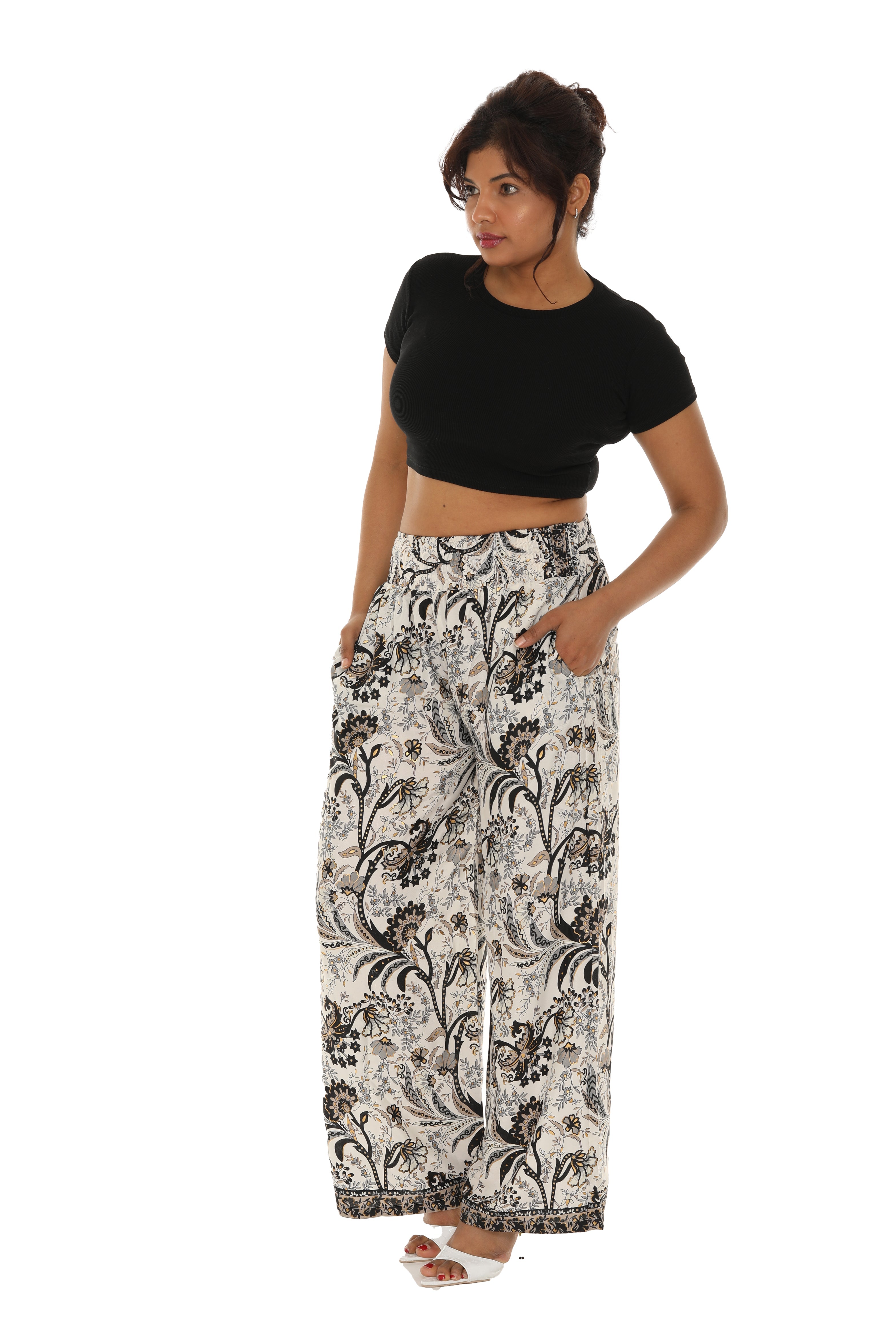 Printed Women's Wide Leg Pants - Charming Charlie