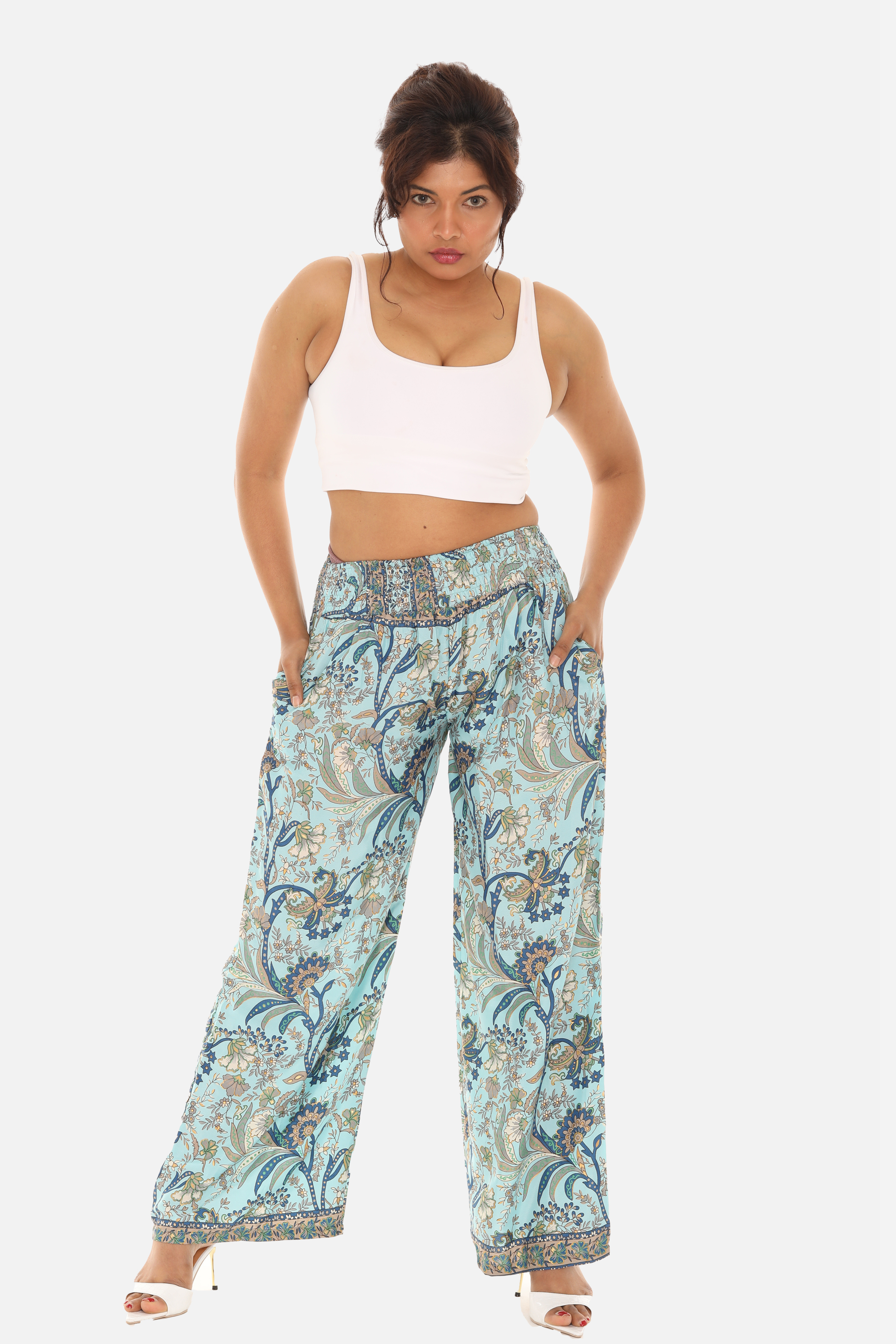 Printed Women's Wide Leg Pants - Charming Charlie