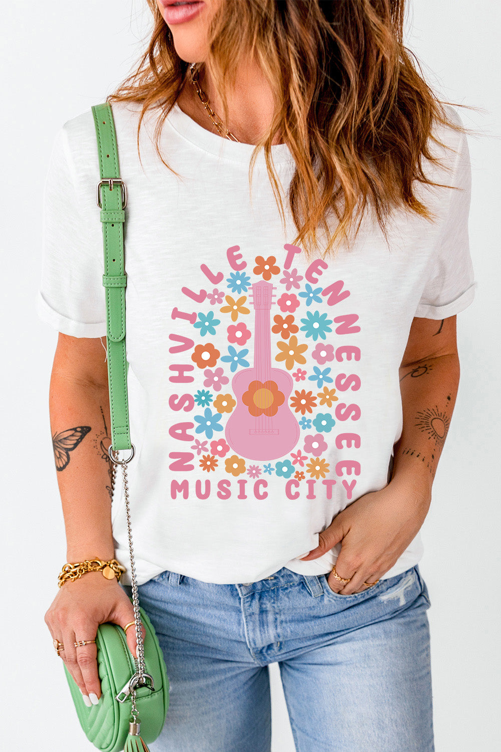 Graphic Round Neck Short Sleeve T-Shirt - Charming Charlie
