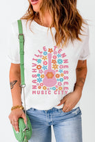 Graphic Round Neck Short Sleeve T-Shirt - Charming Charlie
