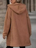 Texture Zip Up Long Sleeve Hooded Coat - Charming Charlie