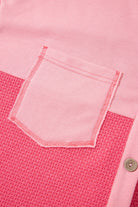 Two Tone Button Up Drop Shoulder Shacket - Charming Charlie