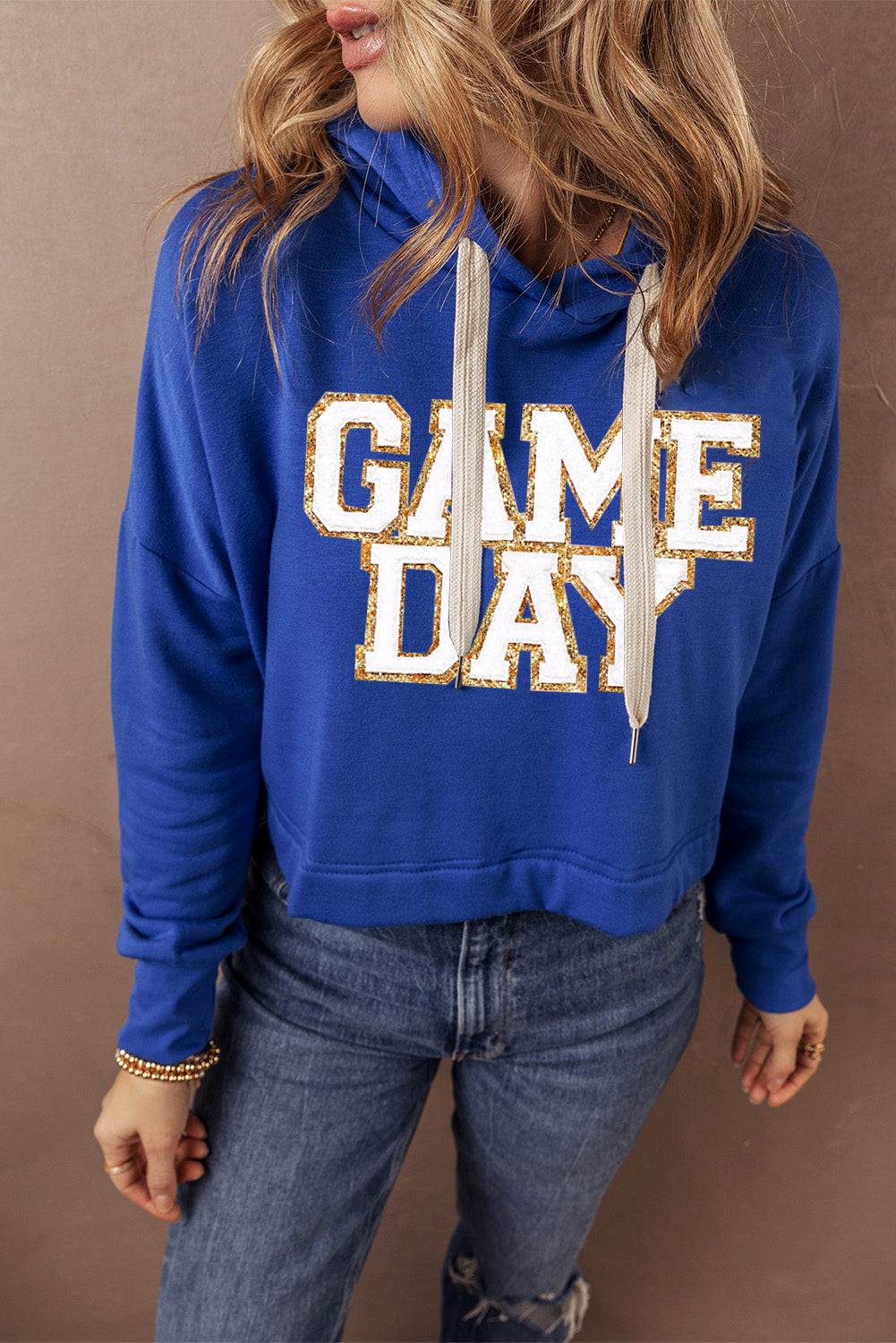 GAME DAY Drawstring Long Sleeve Hoodie - Charming Charlie