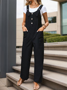 Pocketed Wide Strap Overalls - Charming Charlie