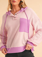Corded Color Block Drawstring Hoodie - Charming Charlie
