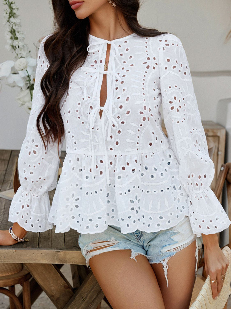 Devine Off-Shoulder Flounce Sleeve Blouse main image 1