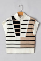 Stripe Colorblock Quarter Zip Collar Sweater Vest - Charming Charlie