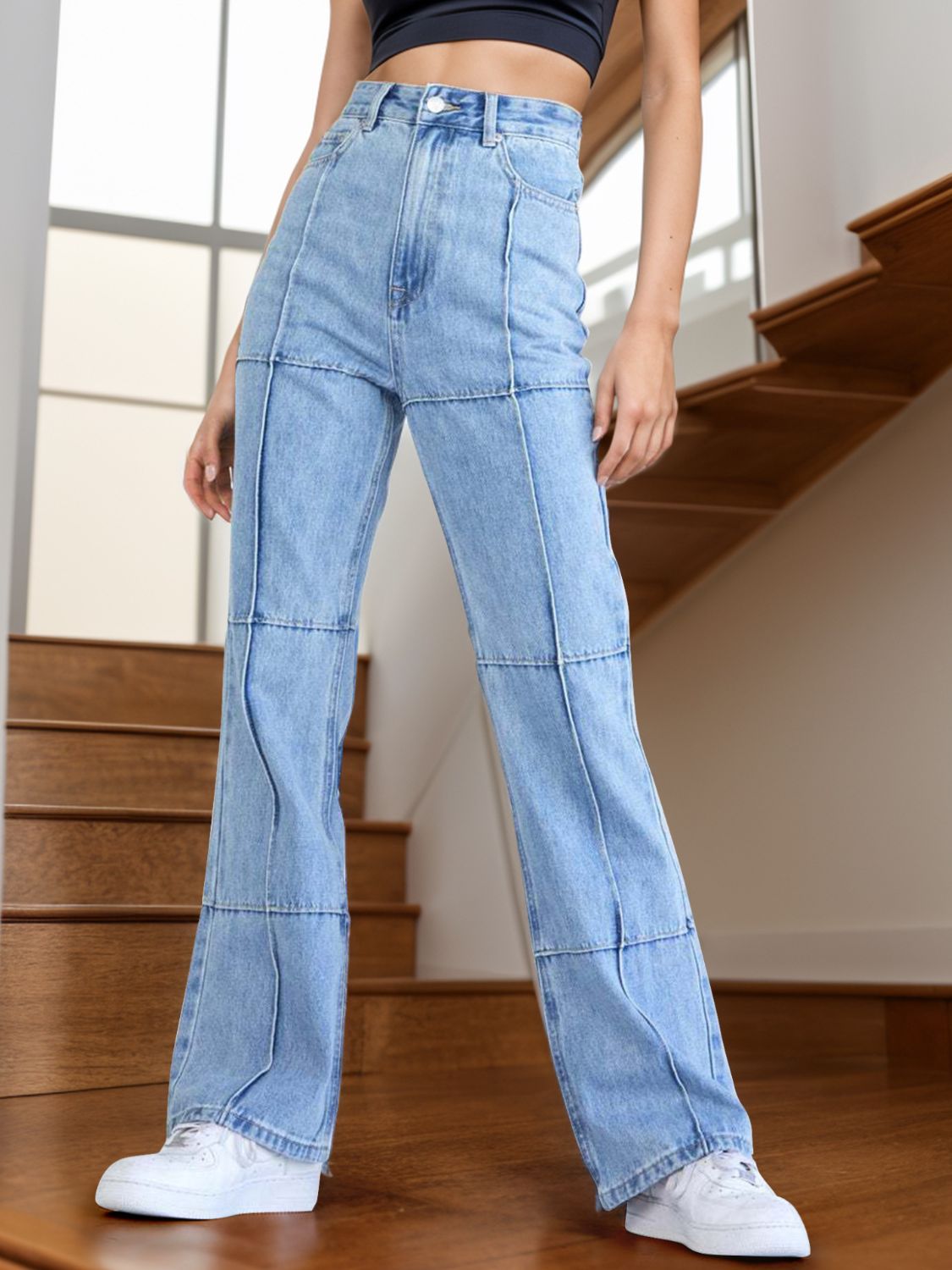 High Waist Straight Jeans with Pockets - Charming Charlie